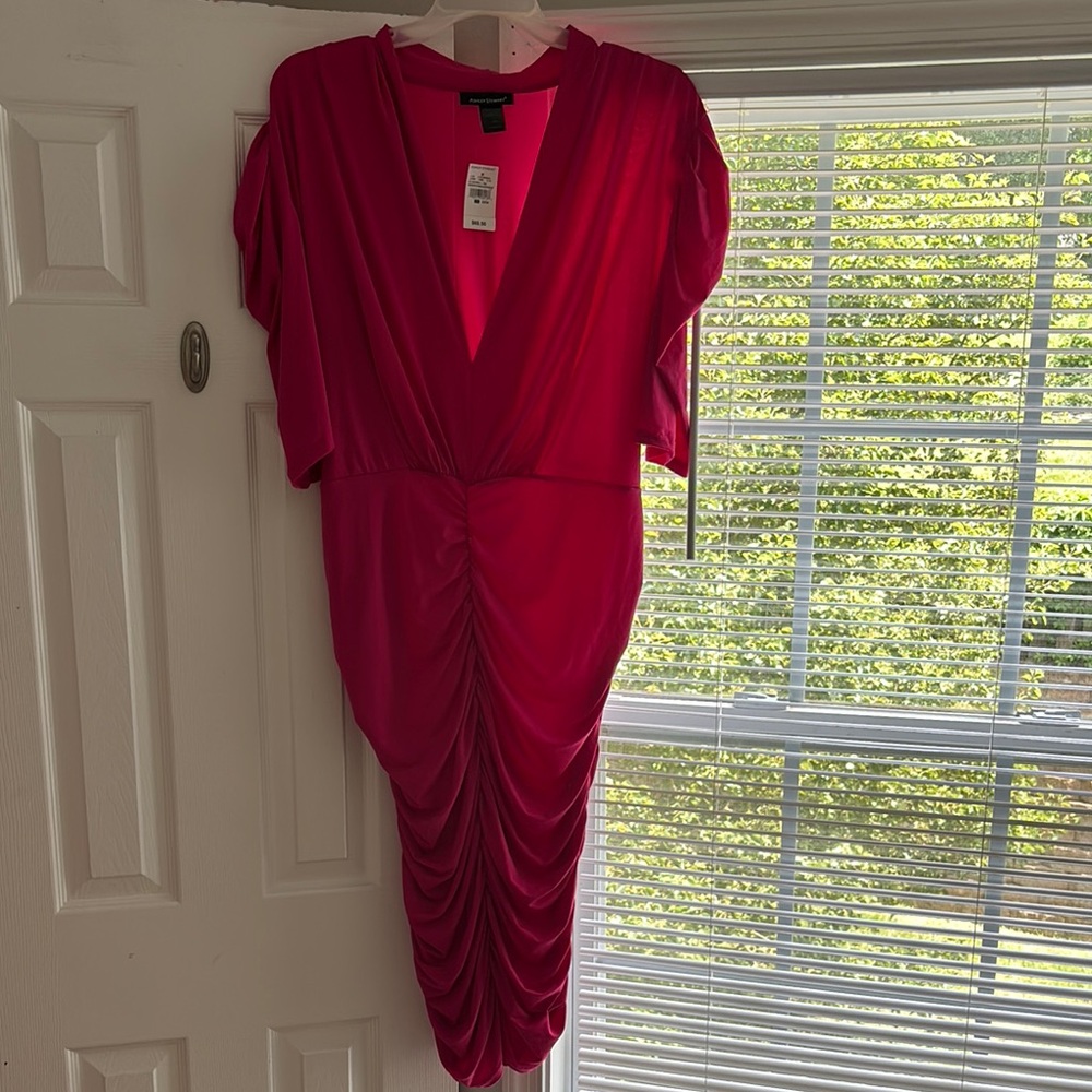 Elegant Pink Plus Size Ruched Dress